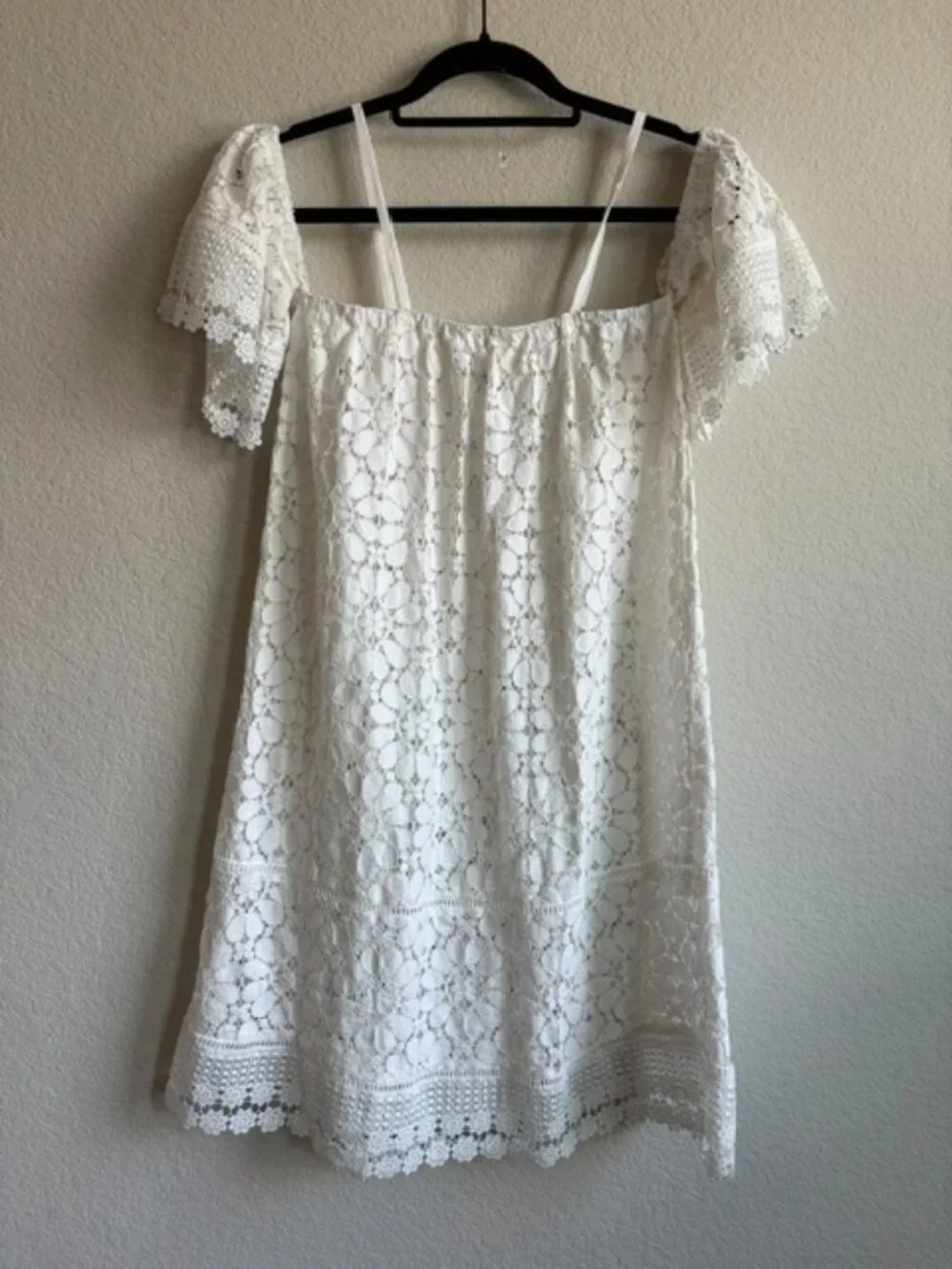Solitaire Swim White Lace Eyelet Beach Cover Medium Coquette Beach Boho Resort